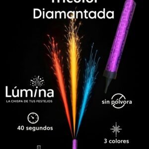 Vela Bengala Tricolor Diamantada (12 cm) – 3 colores – 40 s