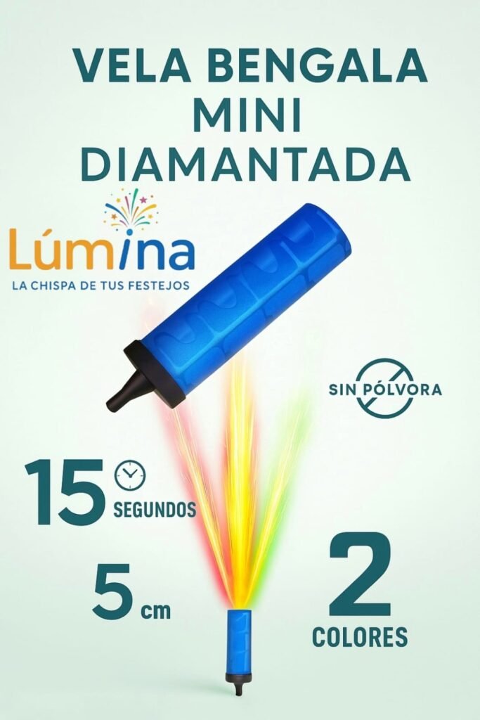 Vela Bengala Mini Diamantada (5 cm) – 2 colores – 15 s